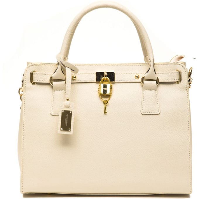 TRUSSARDI D66TRC1010-BEIGE Dames Handtas Leer Creme 125mmx270mm