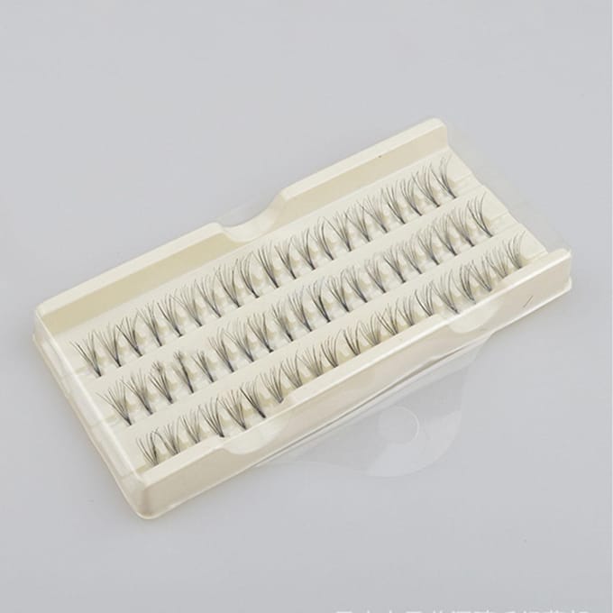 1 Doos Valse Wimper Set Planten Graft Kit Enkele 60 Clusters Kunstvezel Wimper Tool white