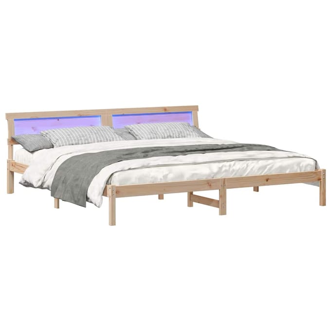 vidaXL - Bedframe - met - hoofdeinde - Bruin - 180 - x - 200 - cm - Massief - grenenhout