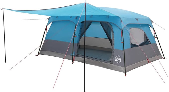 vidaXL - Familietent - 16-persoons - Blauw - Polyester - en - Staal