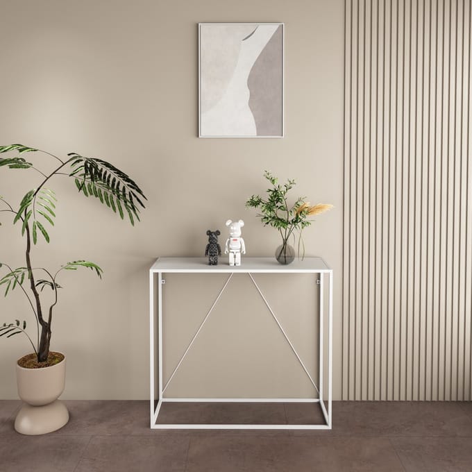 Console tafel Austevoll 90x30x80 cm staal wit