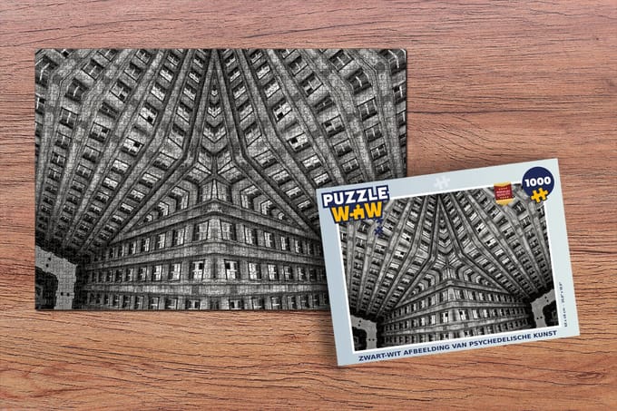 Puzzel Kunst - Zwart - Wit - Psychedelisch - Legpuzzel - Puzzel 1000 stukjes volwassenen