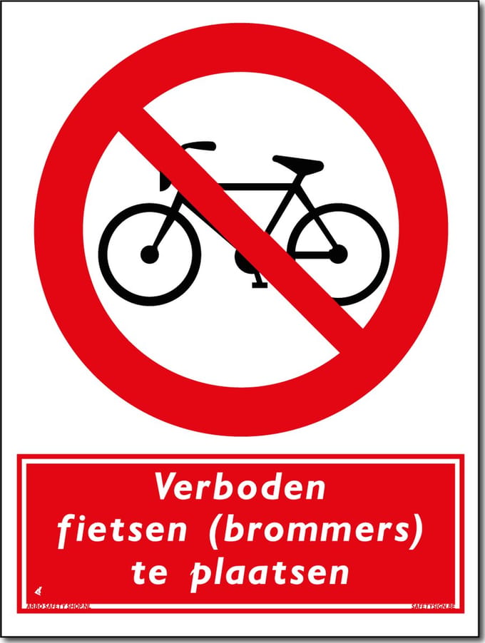 Fietsen/brommers bord - Verboden te plaatsen - Forex - 30 x 40 cm - Weerbestendig
