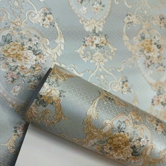 Engelse bloemen behang 95505-3 Groen Satijn Creme
