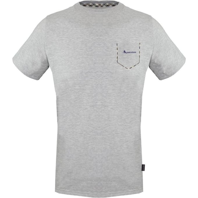 Aquascutum geruit grijs T-shirt met zakafwerking