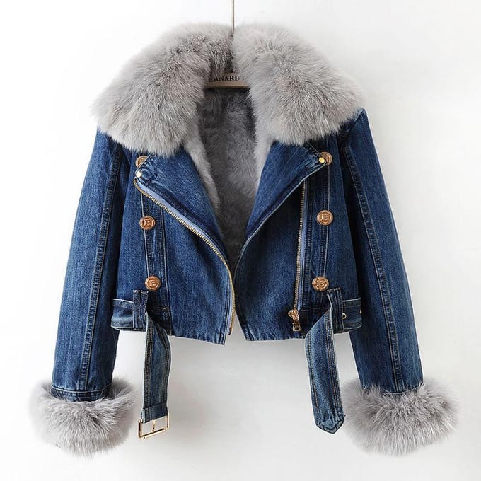 Herfst en Winter Bijgewerkte Kleine Denim Jas Dames Korte Top Jas M gray