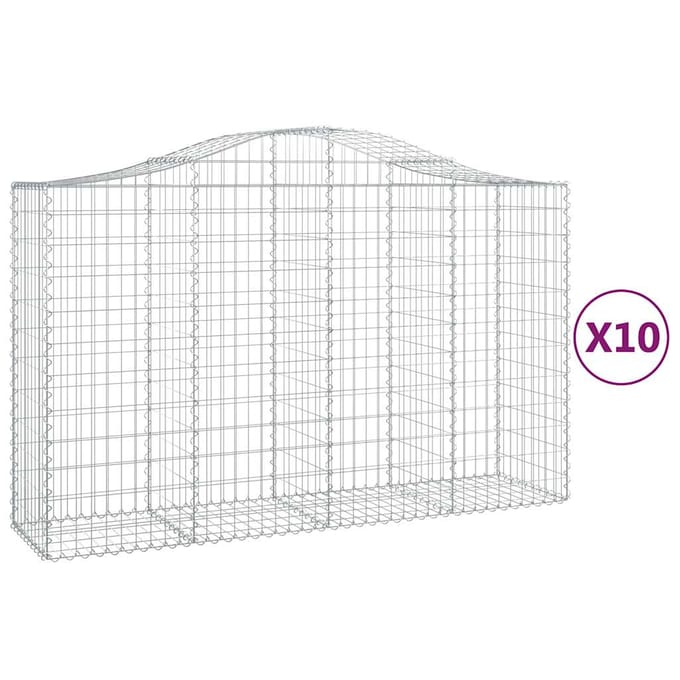 vidaXL - Schanskorven - 10 - st - gewelfd - 200x50x120/140 - cm - ijzer