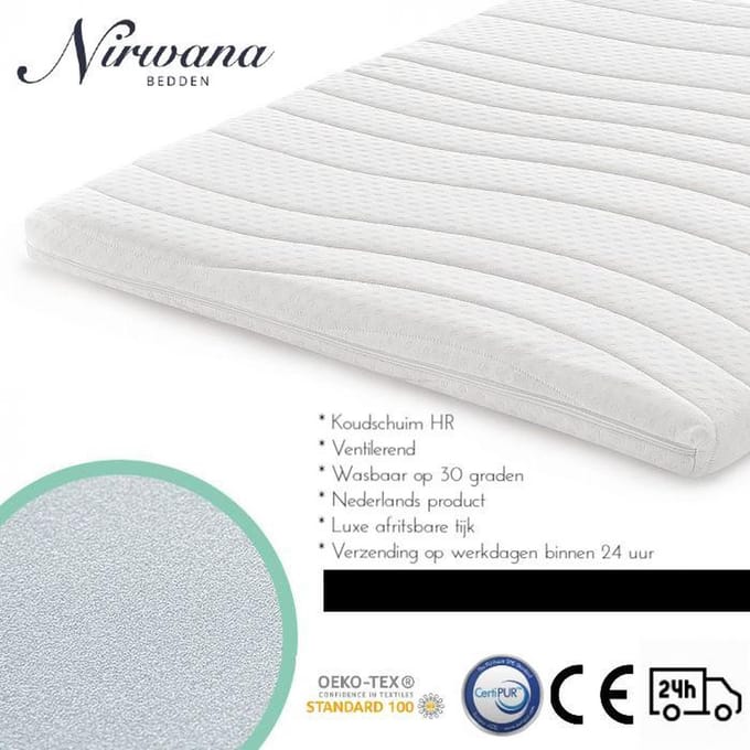 Nirwana Bedden - Topdekmatras - 140x200 - Koudschuim HR Split - 12CM