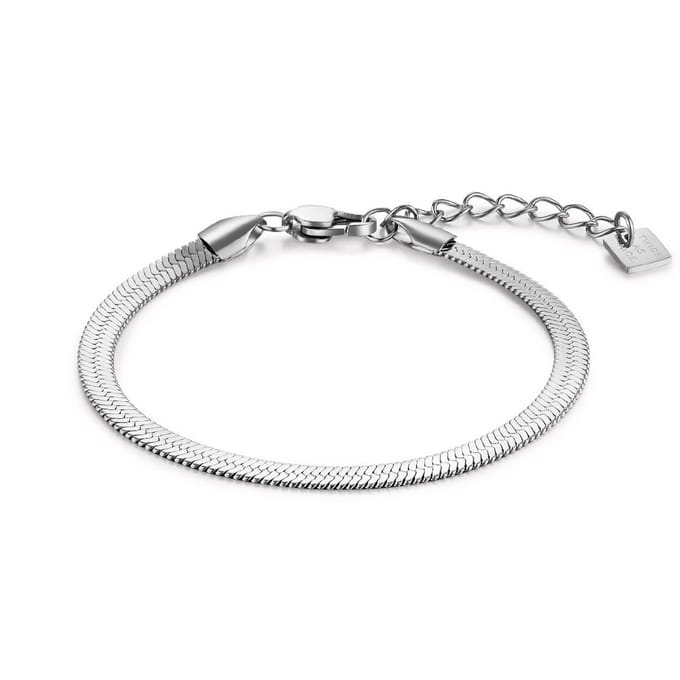 Twice As Nice Armband in edelstaal, platte slang, 4 mm 15cm+4cm