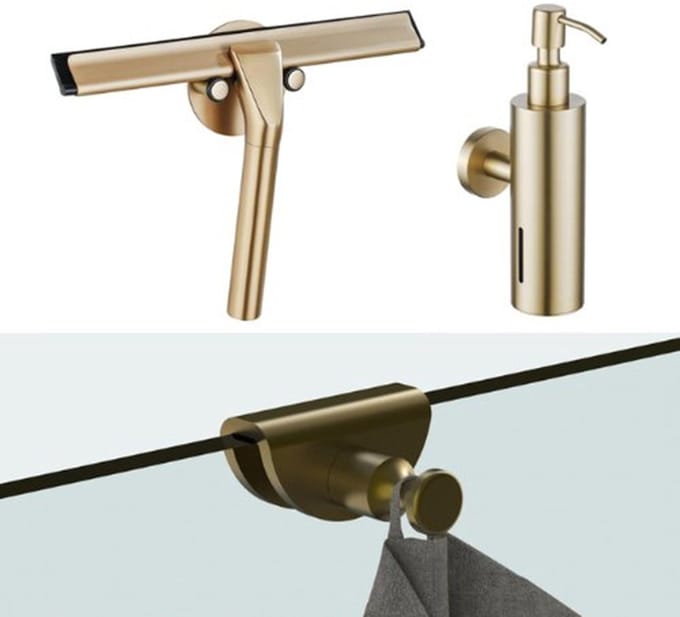 FugaFlow Eccelente Acces accessoireset - glaswisser - zeepdispenser - handdoekhaak - geborsteld messing