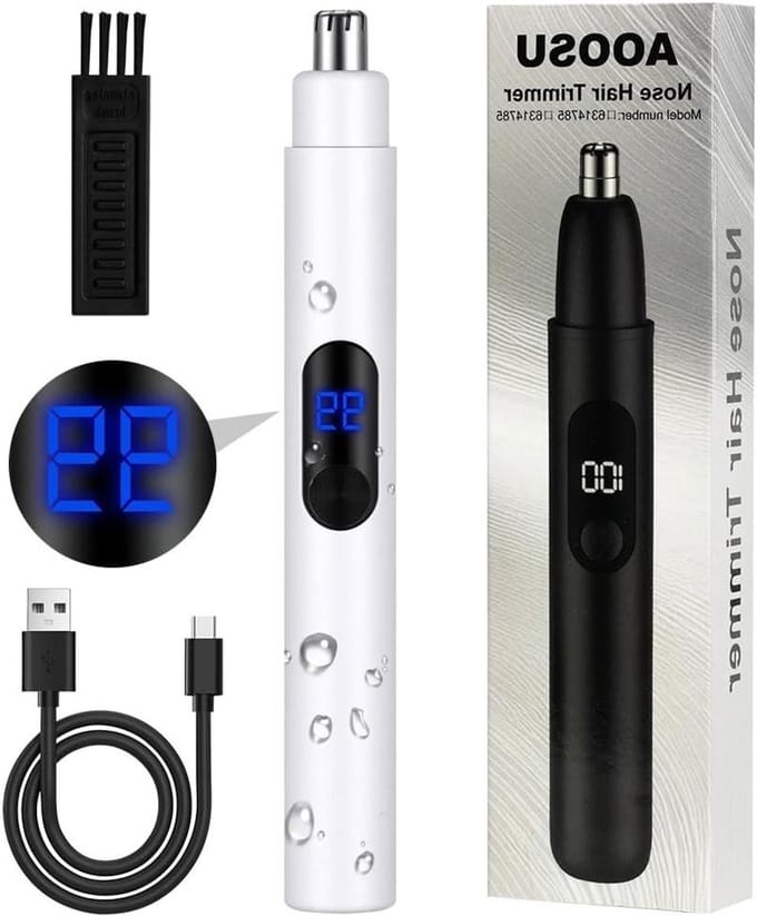 SnelShoppen - Neustrimmer, Oorhaartrimmer, USB Oplaadbare Neus- & Oorhaar Scherer met LCD Scherm, Gebruiksvriendelijk en Wasbaar voor Mannen en Vrouwe