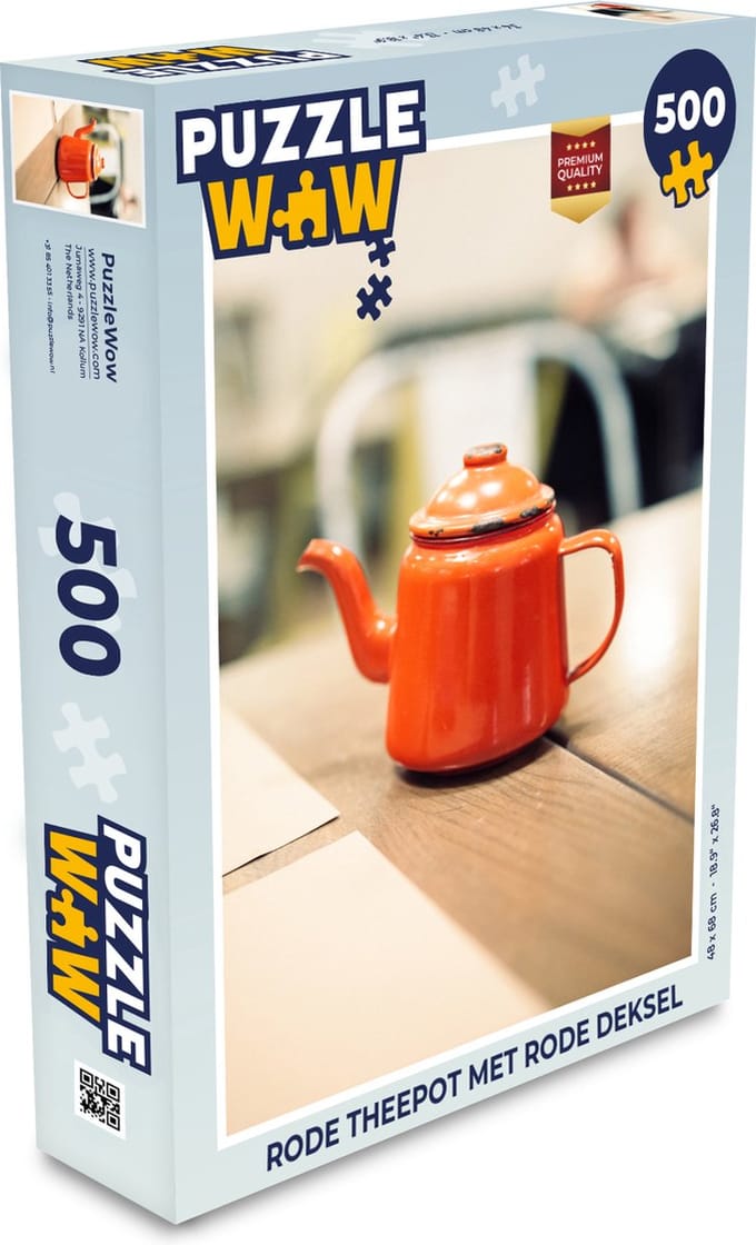 Puzzel Rode theepot met rode deksel - Legpuzzel - Puzzel 500 stukjes