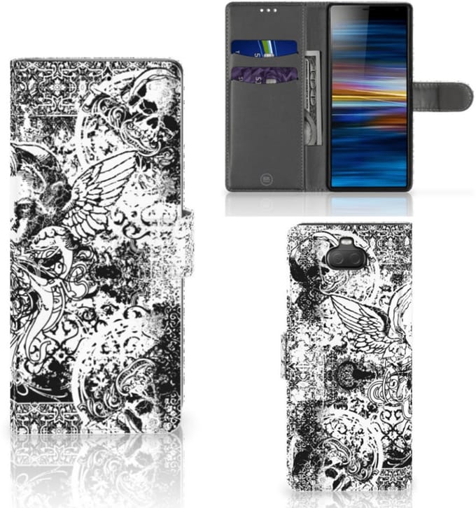 Book Case voor Telefoonhoesje met Naam Sony Xperia 10 Skulls Angel