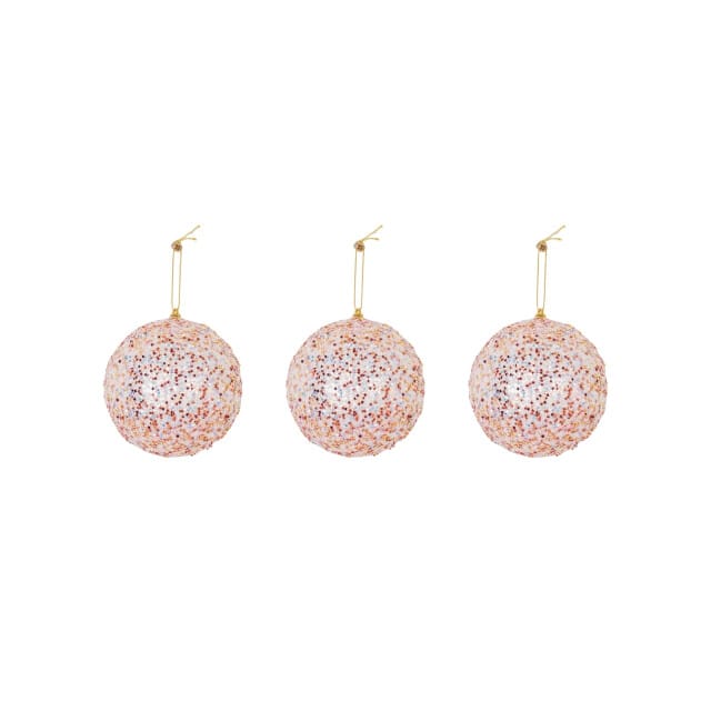 Housevitamin Kerst Hangers - Kerstballen - Foam -Roze Glitters - S3- 10 cm