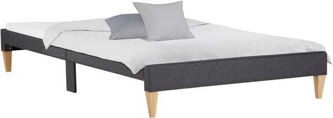 Homestyle4u Eenpersoonsbed - 90x200cm - Gestoffeerd bed - Grijs