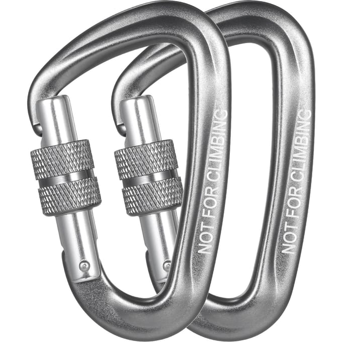 2 pièces mousquetons boucles en forme de D avec porte de verrouillage à vis pour sac à dos Camping randonnée gris