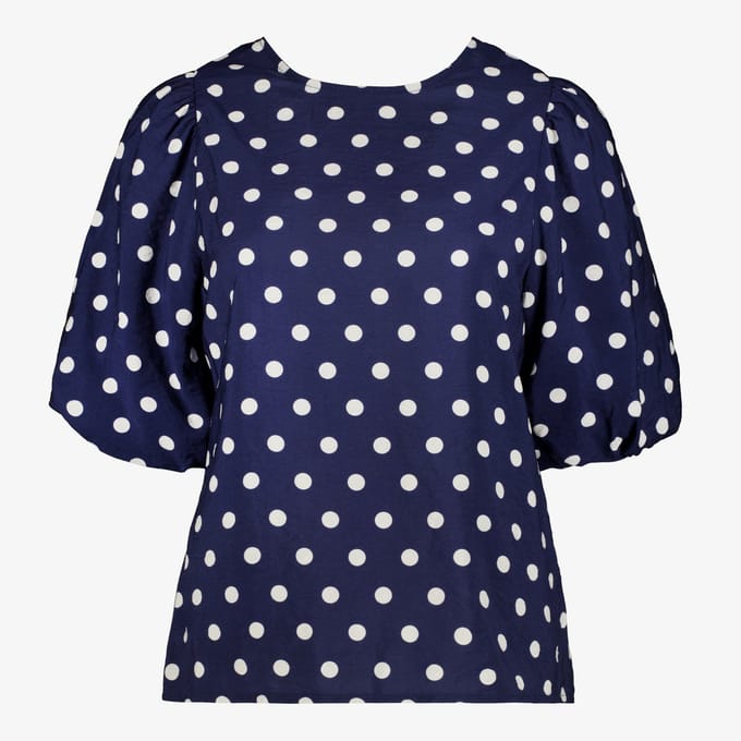 TwoDay dames top met polkadots blauw - Maat XL