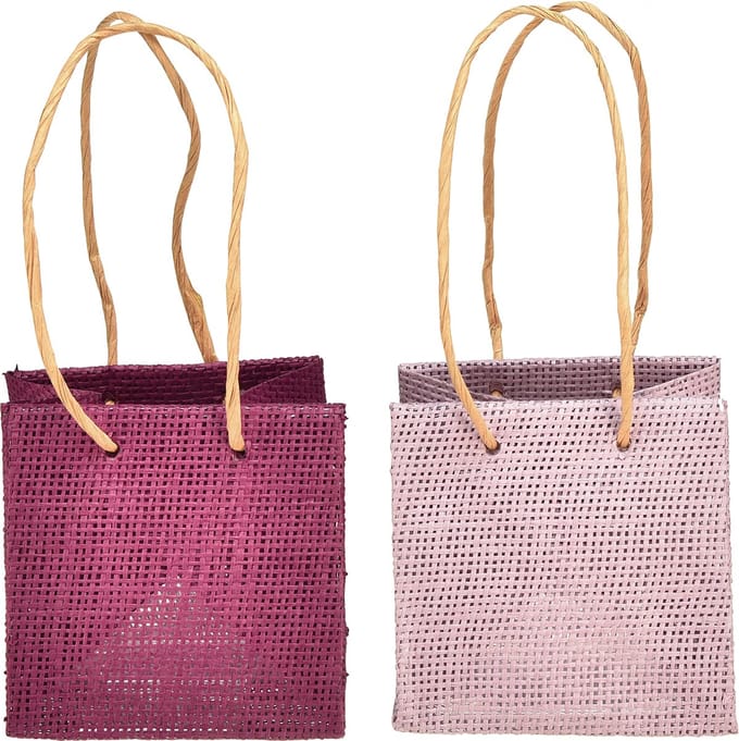 Cadeautasje met handvatten in bordeaux roze 10,5 cm 8 st, 8 Stück