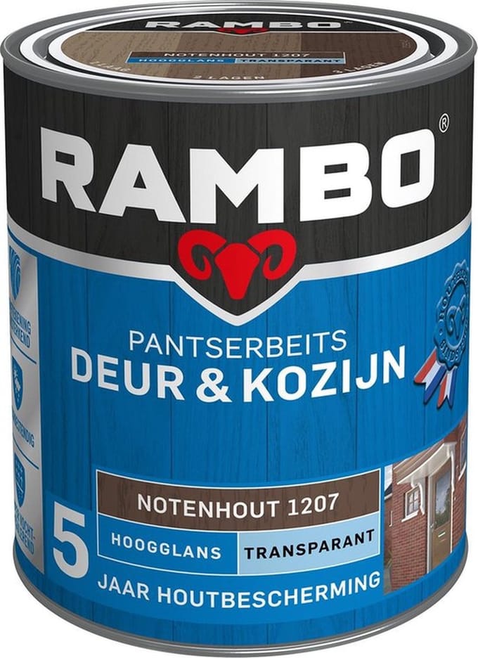 Rambo Pantserbeits Deur & Kozijn Transparant - 1.5L - Notenhout