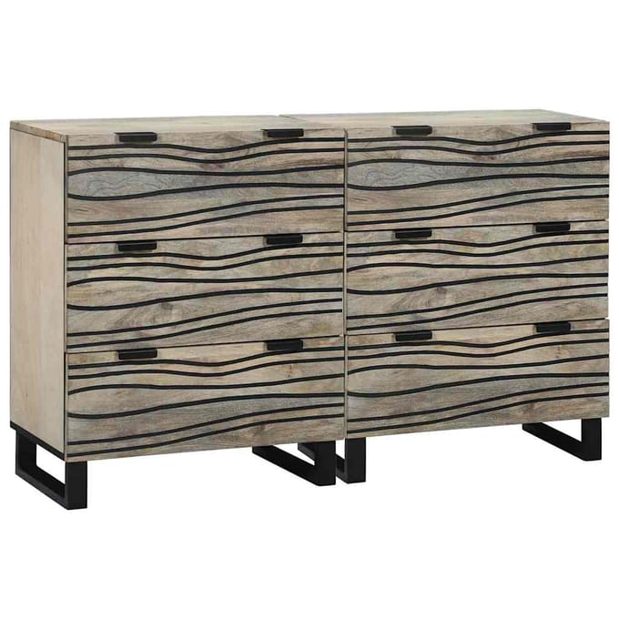 vidaXL - Dressoir - Set - 2 - st - Wit - 120 - x - 33 - x - 75 - cm - Massief - Mango - Hout
