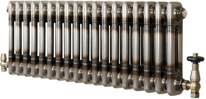 Kolomradiator - 2-kolom 300x830 mm - ruw metaal - incl. kraan