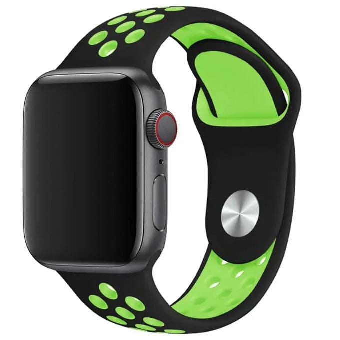 2+2 | Apple Watch Bandje Stryde - Dubbel - Siliconen - Zwart Groen