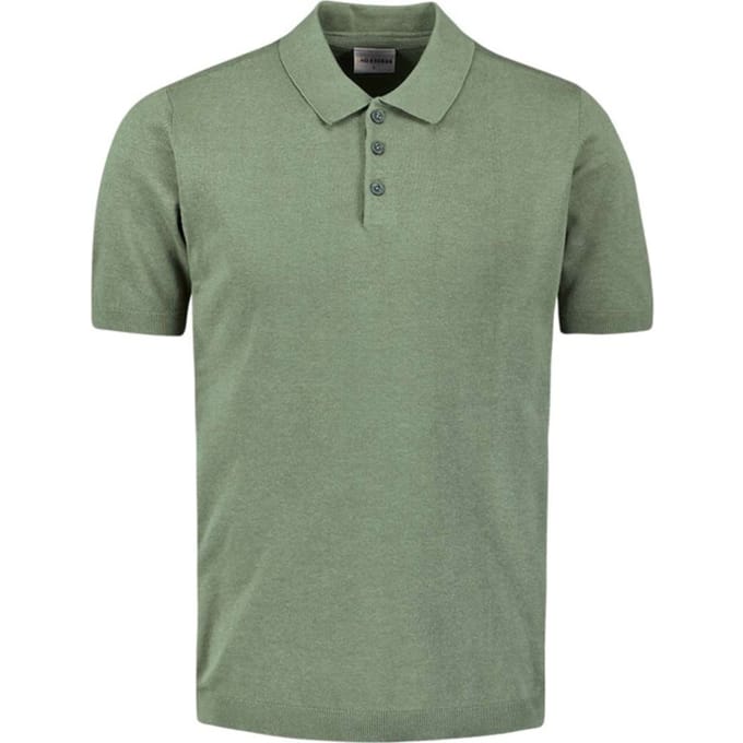 No Excess Pullover Short Sleeve Polo Button Solid Deep Green  XL