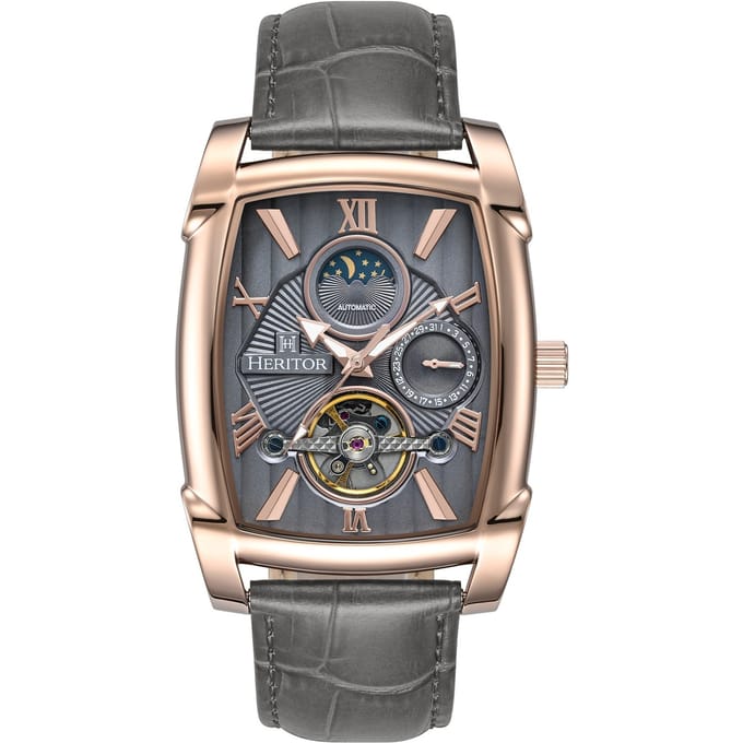 Heritor Automatic Valentin leren band horloge met datum