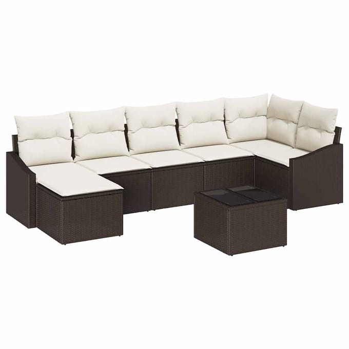 vidaXL Bankstel 8 st Bruin poly rattan