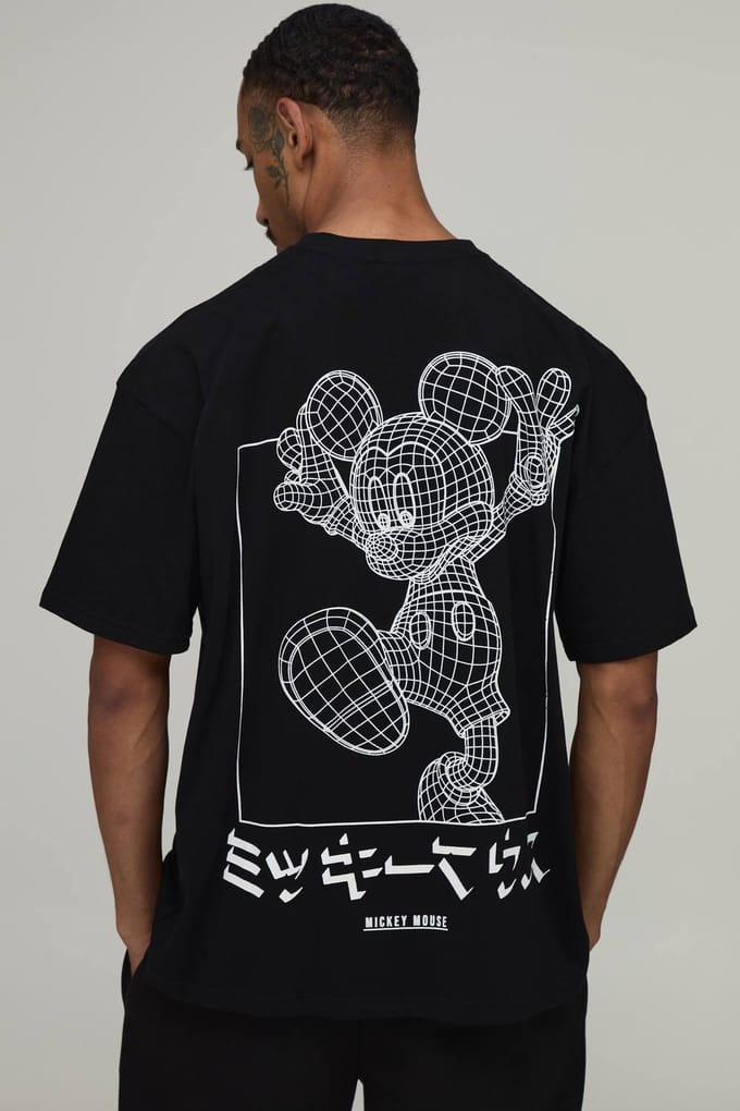 Oversized T-shirt Met Mickey Mouse Licentie Print | Black | Size Medium