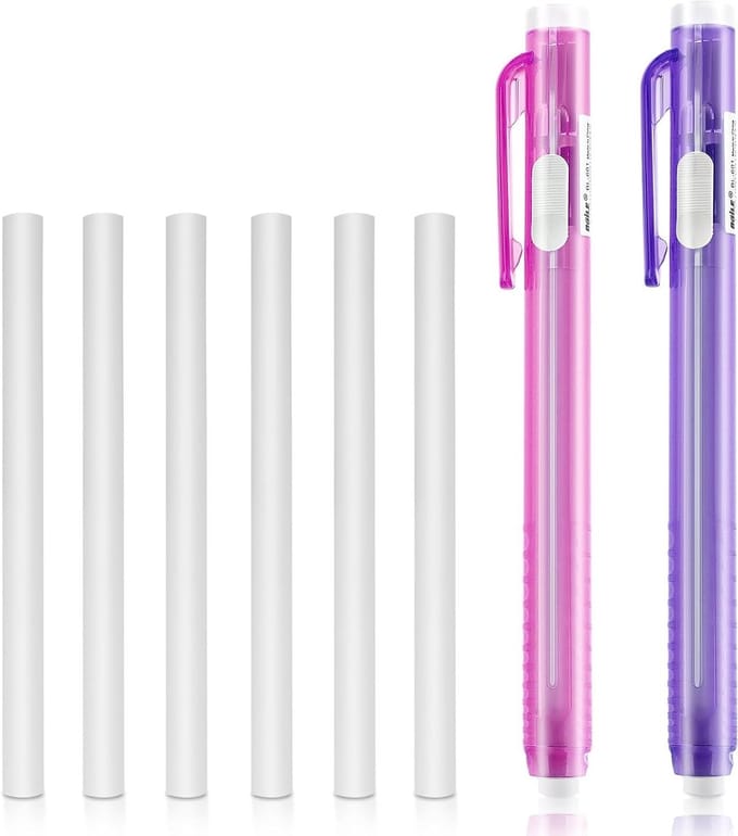 Retractable Mechanical Eraser Pens Set - 2 Pcs with Replacement Refills for School and Office