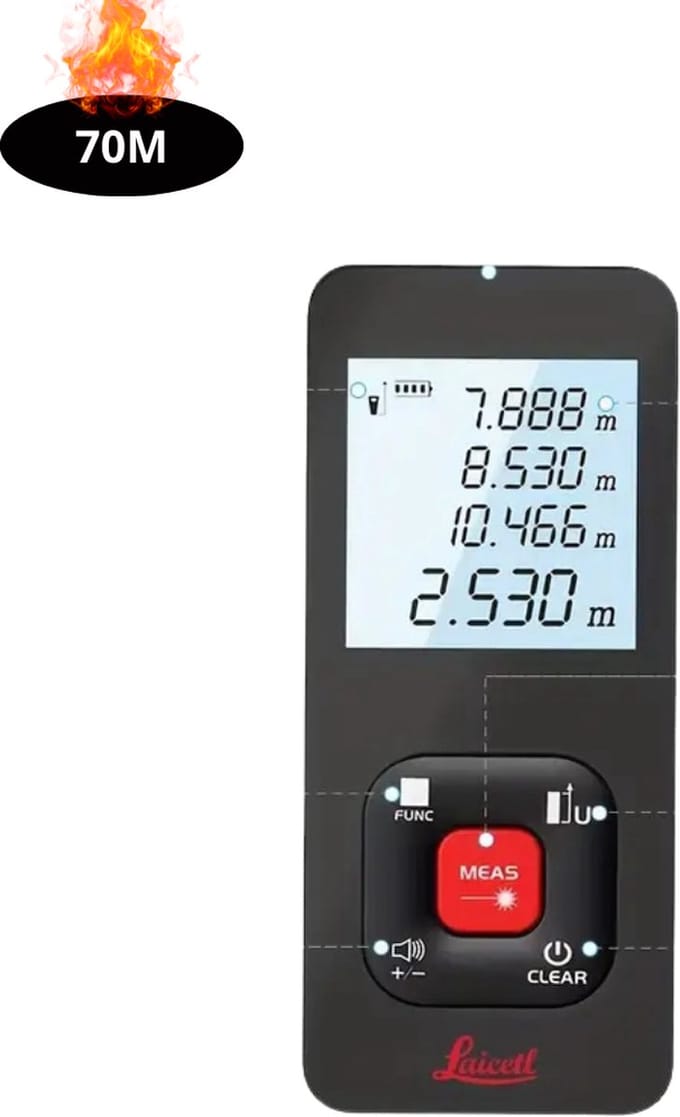 Nivard Laserafstandsmeter - Laser - Afstandsmeter - Afstandmeter - Rangefinder - Digitale Meetlint - Precisiegereedschap - 70 Meter