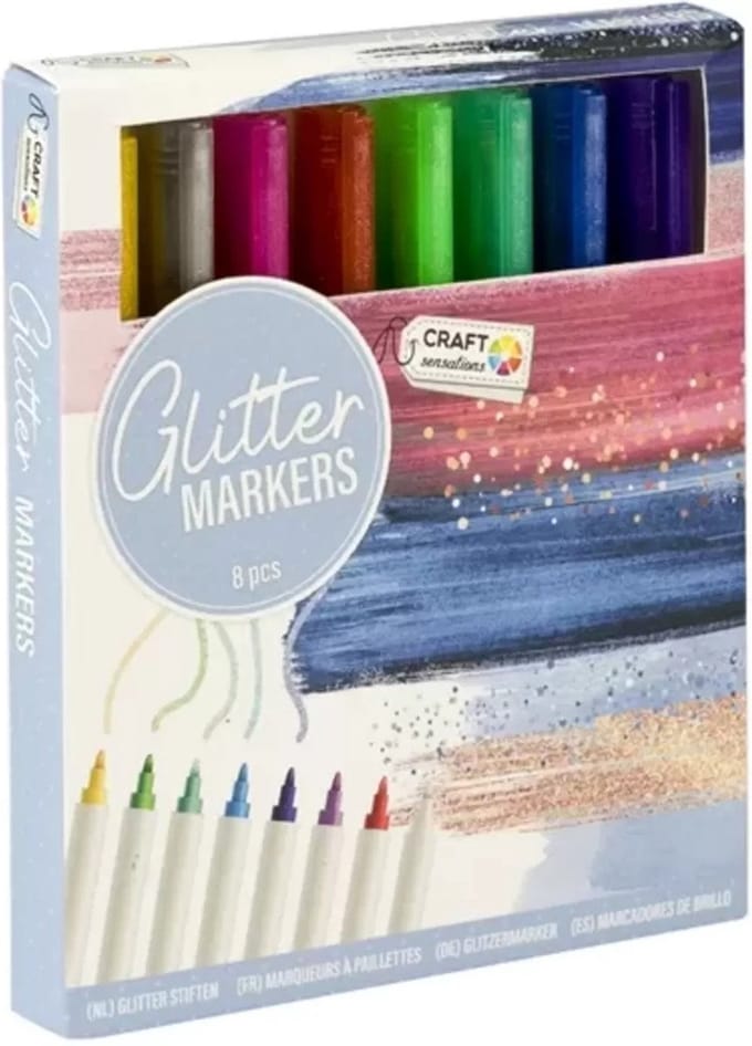 Craft Sensations Glitter markers 8-delig