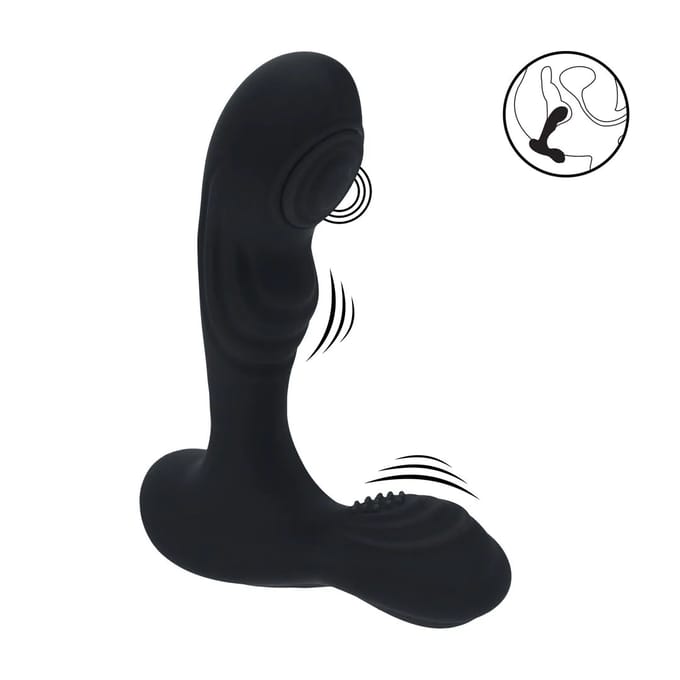 Vibrerende en Tikken Siliconen Prostaat Massager met Bal Stimulator - Zwart