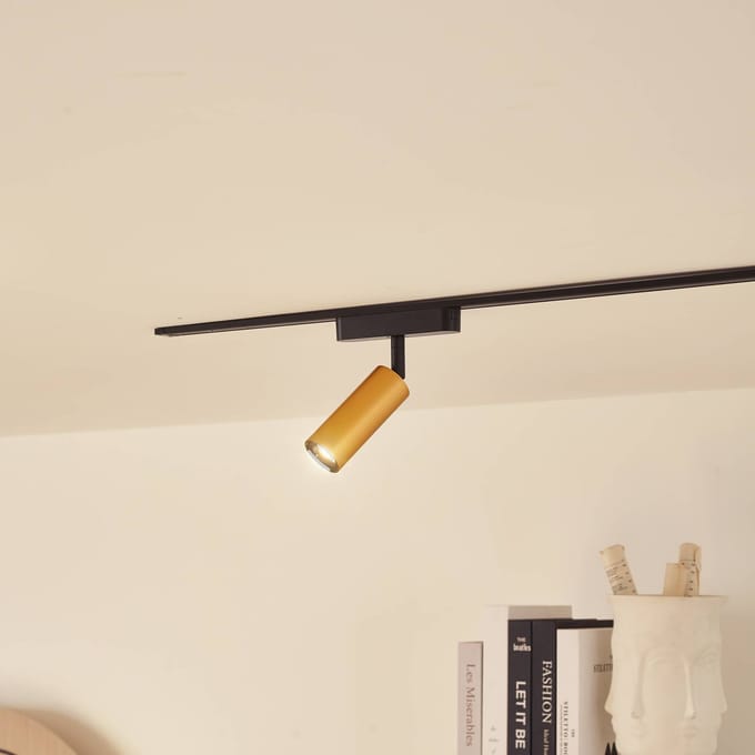Lindby LED spot 48 V Lumaro, goud, Ø 4 cm, aluminium, dimbaar