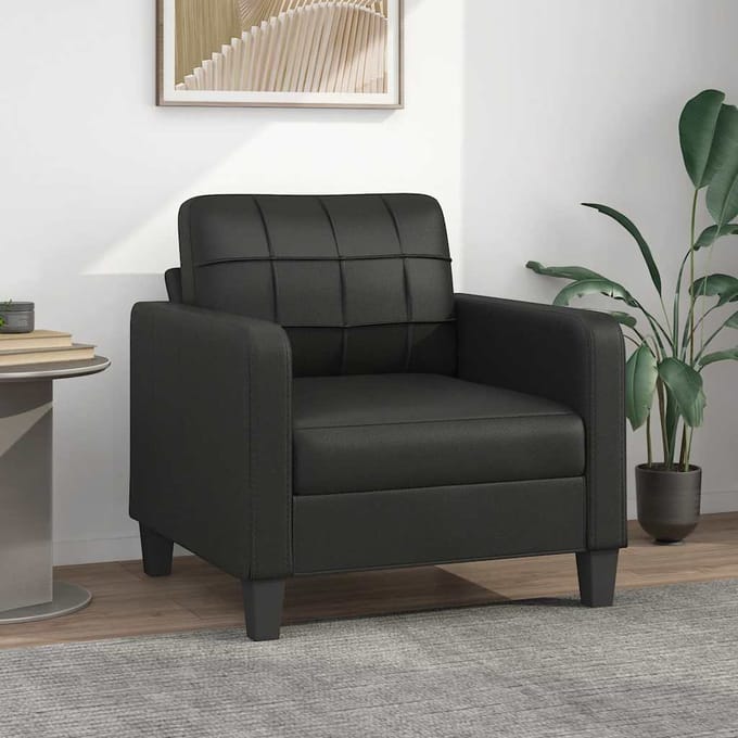 vidaXL - Fauteuil - 60 - cm - kunstleer - zwart
