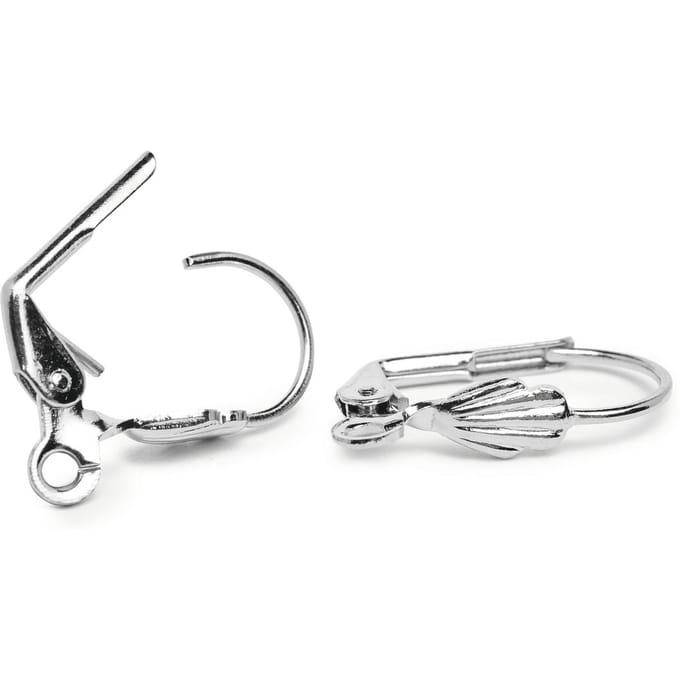 Oorbel haakjes met open ring, Platinum, 4pcs