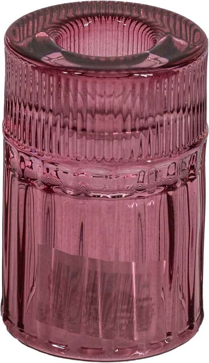 Glazen kaarsenstandaard roze