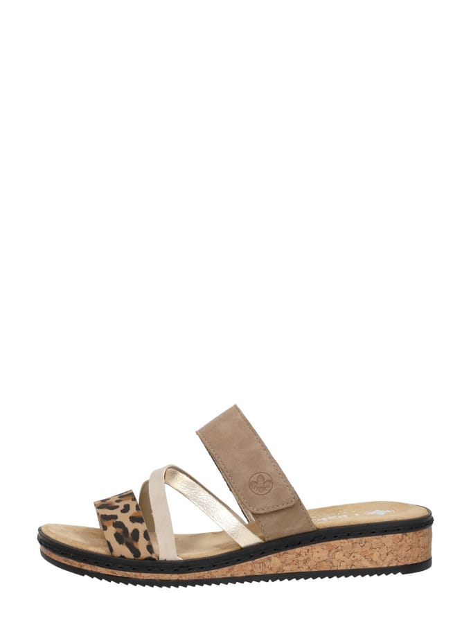 Rieker Slipper V3652-62 Beige Combi Zacht Voetbed