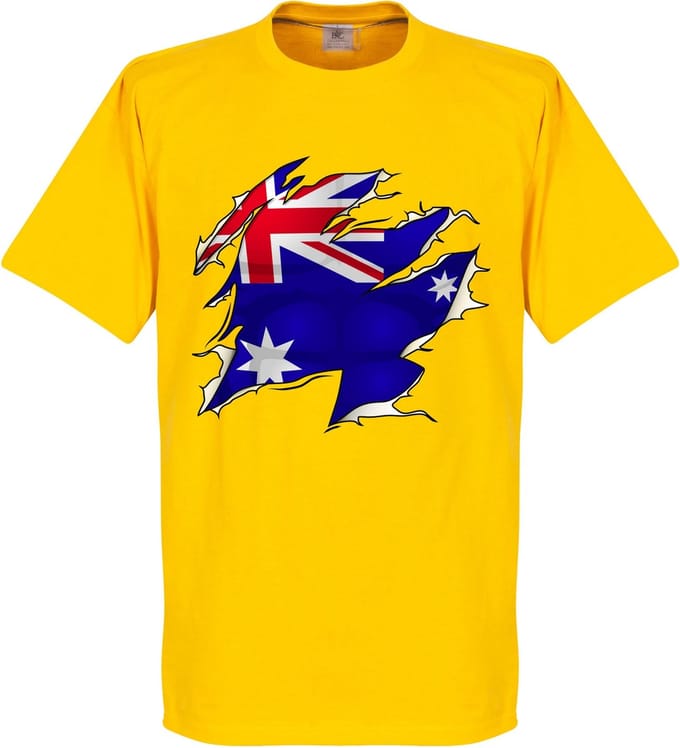 Australië Ripped Flag T-Shirt - Geel - S