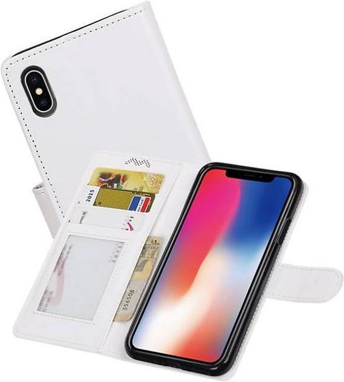 Hoesje Geschikt voor iPhone X - Portemonnee hoesje booktype wallet case Wit