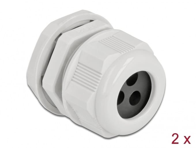 Kabelwartel PG21 voor ronde kabel met drie kabelinvoer grijs 2 stuks