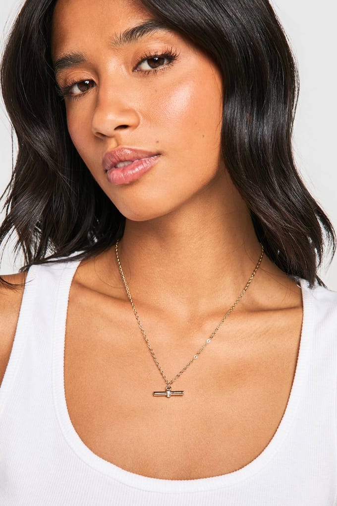 boohoo Dames Gouden T-bar ketting