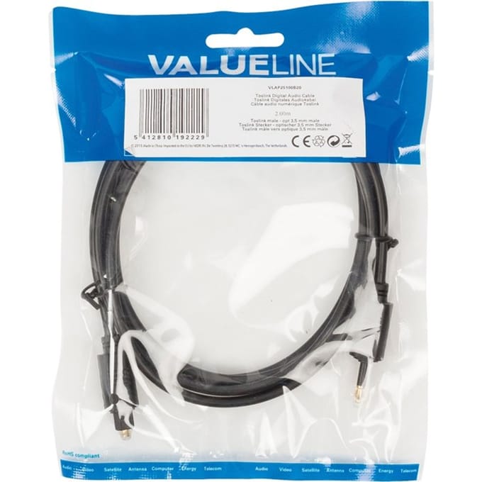 Valueline Audiokabel TosLink Male - Optisch 3.5 mm