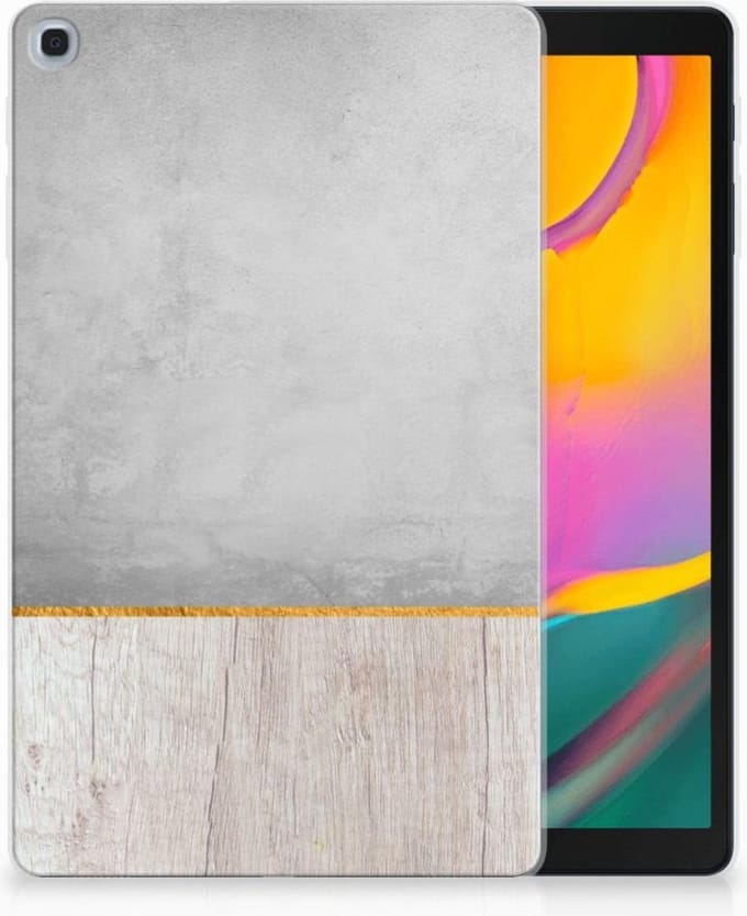 Samsung Galaxy Tab A 10.1 (2019) Silicone Tablet Hoes Wood Concrete