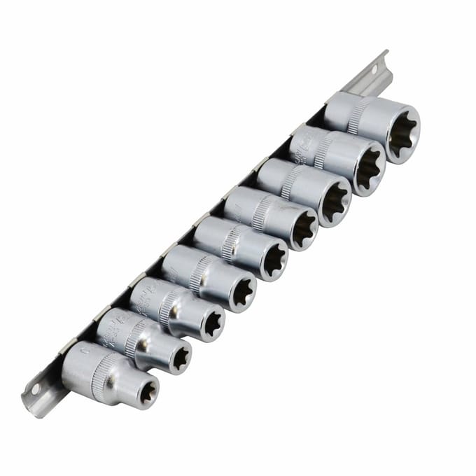 AWTOOLS E-Serie - TORX Doppenset - 1/2" - E10-E24 - 9 Stuks