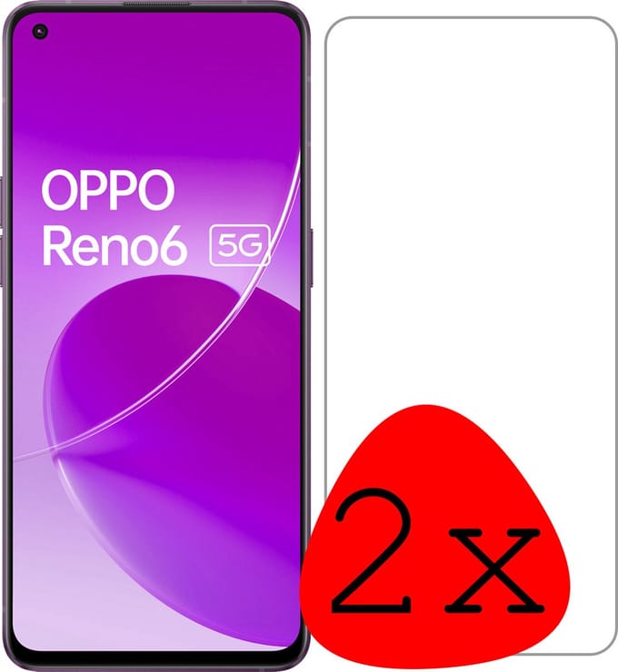 Screenprotector - 2 Stuks Geschikt voor OPPO Reno 6 - Extra Sterk - Beschermglas - Gehard Glas - Tempered Glass - Screen Protector