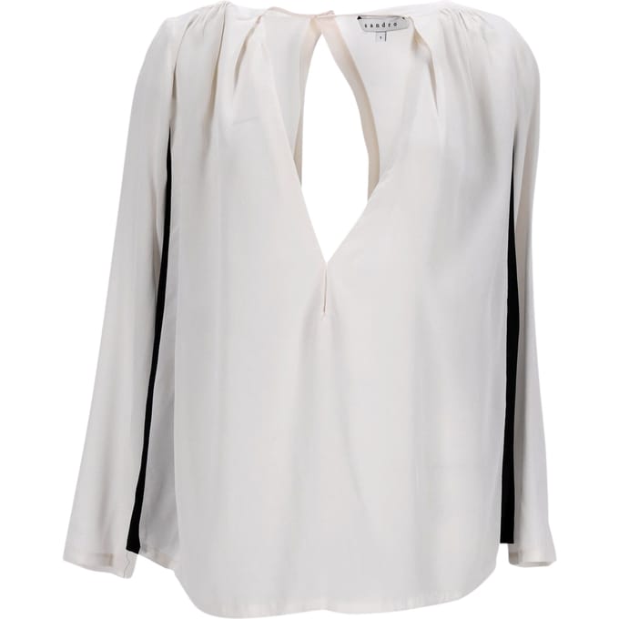Sandro V-halsblouse van grijze zijde