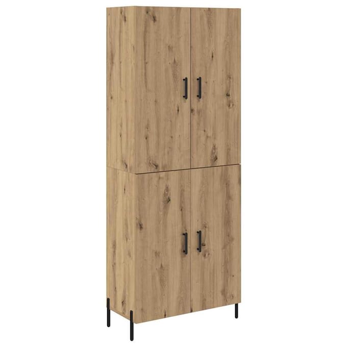 vidaXL Highboard Artisan Eiken 69,5 x 34 x 180 cm Bewerkt hout