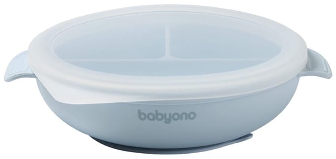Baby Ono Blauw Siliconen Bord met Zuignap & Deksel